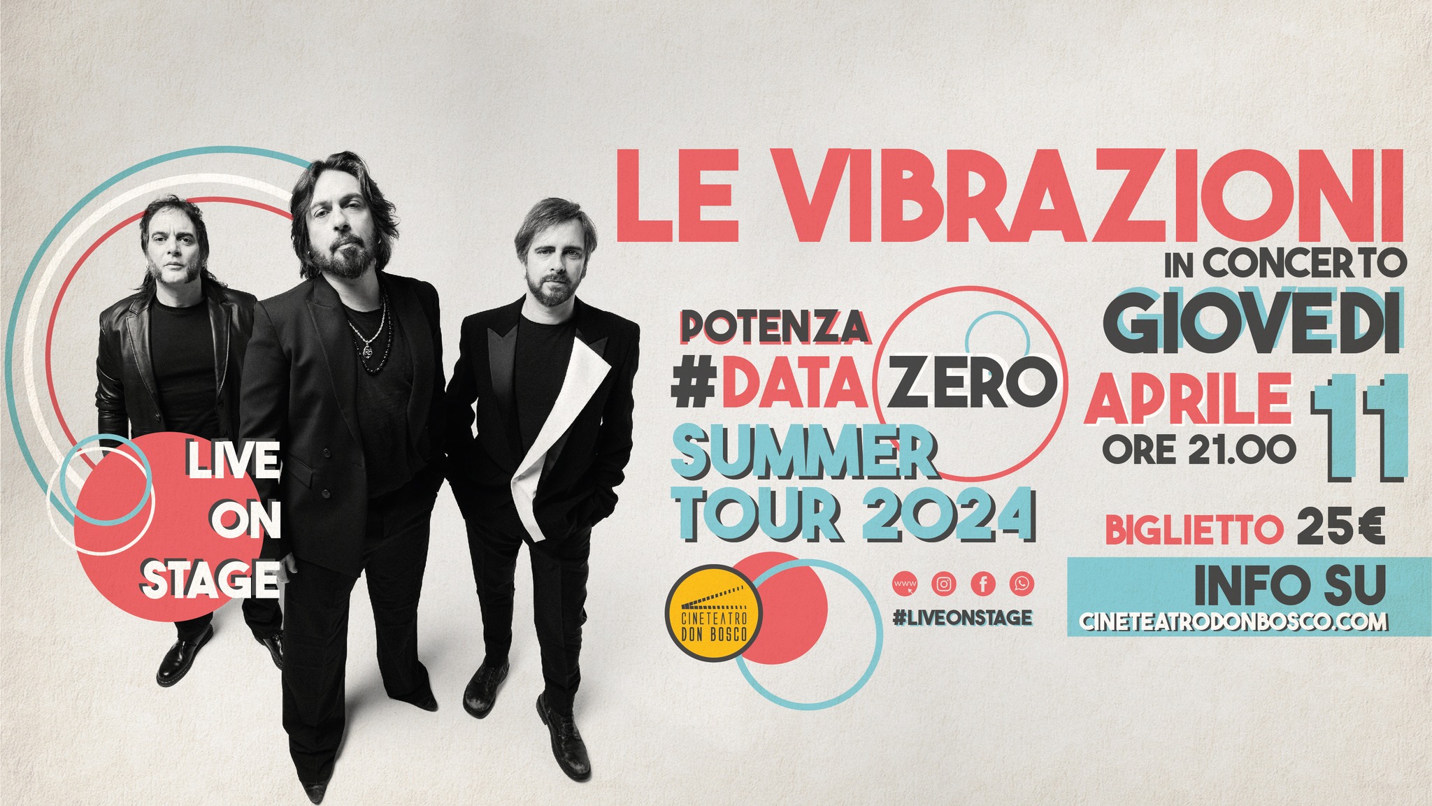 LE VIBRAZIONI in concerto Giovedì 11 aprile per la 'Data Zero' del